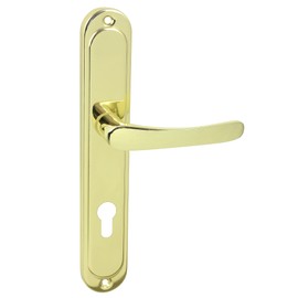domino Door Handle 72 Handle Set PZ - Profile Cylinder Set | Door Handle for Room Door, Office Door, Cellar Door & Interior Door | L-Shape | Aluminium Door Fittings | Gold Door Handle Set | Nova M1