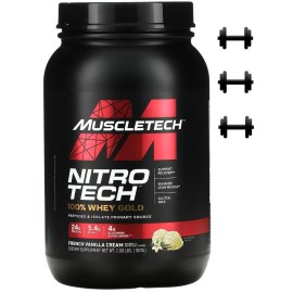 Muscletech Nitro Tech 100% Whey Gold French Vanilla Cream, Strawberry Shortcake - 2 lbs French Vanilla Cream