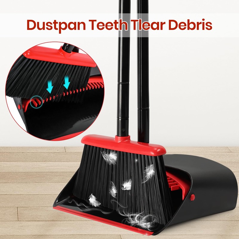 TreeLen Dust Pan and Broom/Dustpan Cleans Broom Combo with 52"