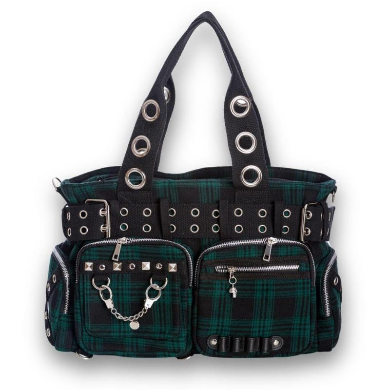 Convertible Belt Shoulder Bags with Grommets:_Black Convertible Belt Shoulder Bag