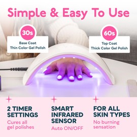 SUNUV UV LED Nail Lamp, Nail Dryer for Gel Polish UV Light for Nails with Sensor 2 Timers SUN9C Pink Gift for Women Girls