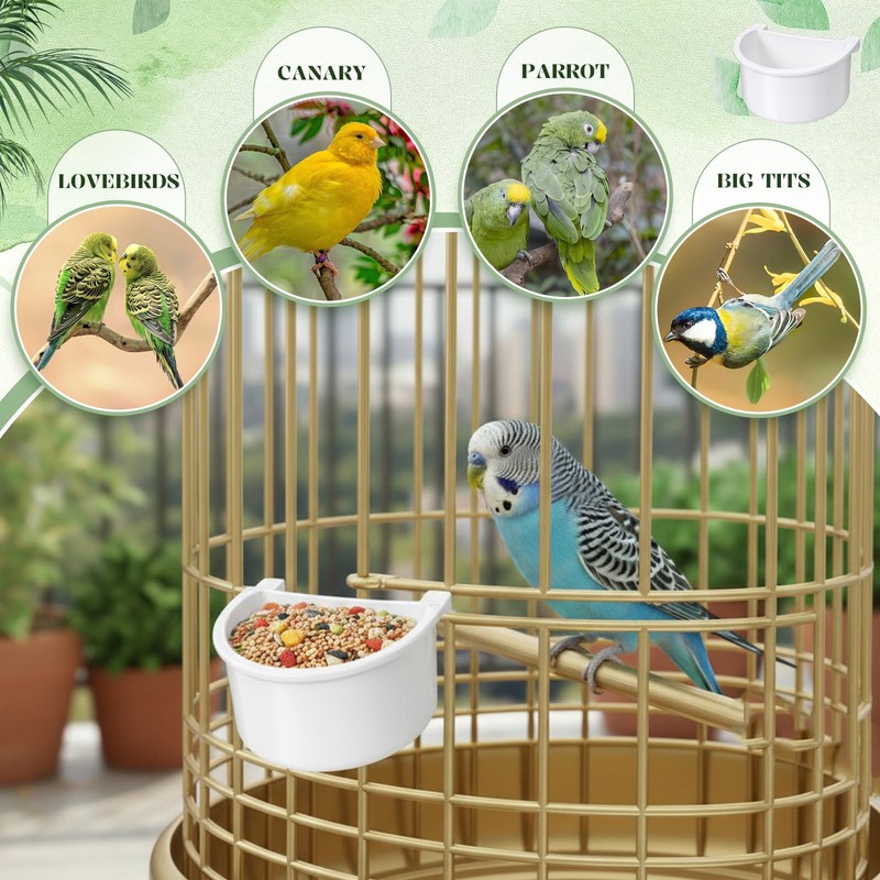 6 Pcs Plastic Bird Food Feeder Bird Cage Feeder Hanging