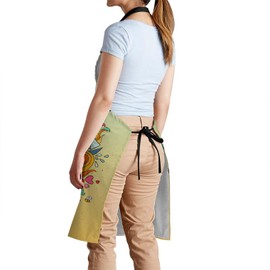 oFloral Psychedelic Girl Apron Adjustable Apron Cooking Kitchen Chef Women Men Aprons for Home Kitchen, Restaurant, Coffee House, Baking Gardening BBQ