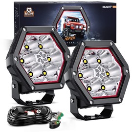Nilight 4 Inch Hexagon LED Pod Lights with DRL 30W 2600LM 10°Super Spot Light 16AWG Wiring Harness Kit for Auxiliary Offroad LED Driving Work Lights for Truck UTV ATV SUV 4x4, 5 Years Warranty