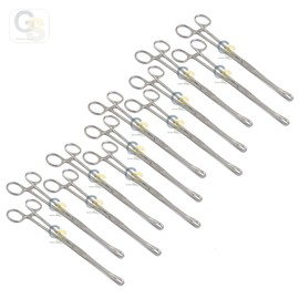 G.S 12 PCS New Stainless Steel Spong Holding Forceps 9.5'' Serrated Best Quality