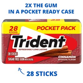 Trident Cinnamon Sugar Free Chewing Gum, 6 Pocket Packs of 28 Pieces (168 Total Pieces)