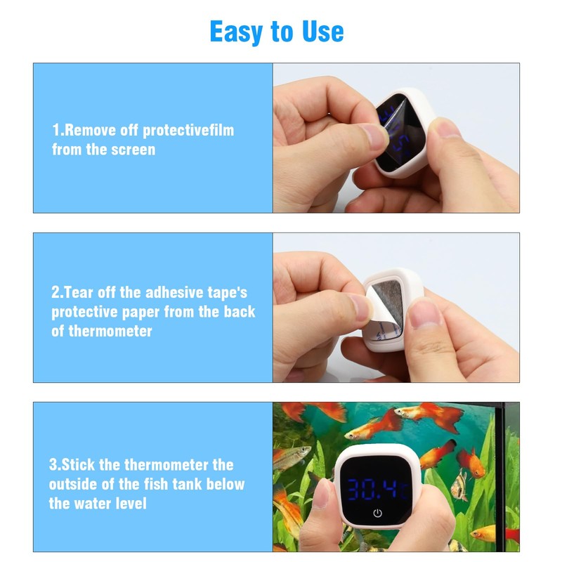 Aquarium Thermometer, Mini Aquarium Thermometer Digital, LED Display, High Precision