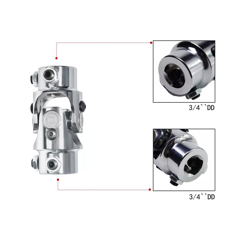 MDRIVEASY 3/4" DD x 3/4" DD Chrome Steering Shaft Universal