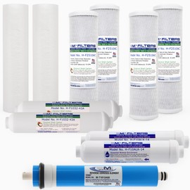 1 YEAR SUPPLY of Reverse Osmosis Alkaline System Membrane and Filter Replacements for 50 GPD RO + pH System. Includes RO Membrane + 2 sets Pre and Post Filters with Alkaline Mineral cartridge.
