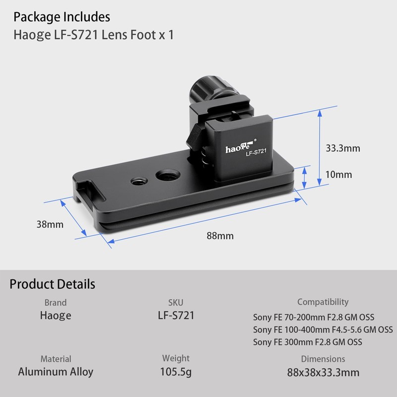 Haoge LF-S721 Lens Collar Replacement Foot Tripod Mount Ring for