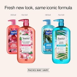 Suave- Paquete variado de gel de baño: paquete de 2 Ocean Breeze y Wild Cherry Blossom, gel de baño suave e hidratante