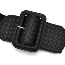 DUOXIN Wide Stretchy Belt for Women, Fashion Elastic Belts Ladies Waist Belt Stretchy Cinch Belts Waistband for Dresses (Black, M)