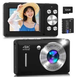 Digital Camera, Digital Camera, FHD 1080P Recording, 44MP Pixels, Auto Focus, AF Function, HD Camera, Image Stabilization, 2.4-Inch IPS Screen, 16x Digital Zoom, Compact Vlog Camera, For School Trips