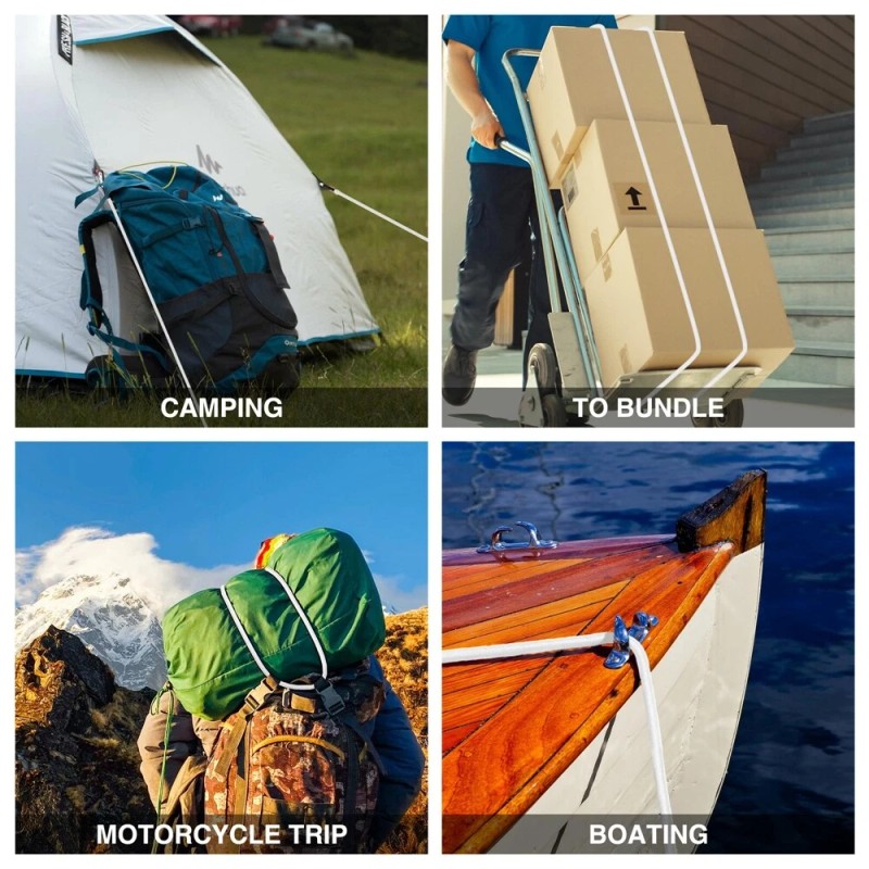 WORKPRO 4PCS 24" White Heavy Duty Bungee Cord Rubber Straps