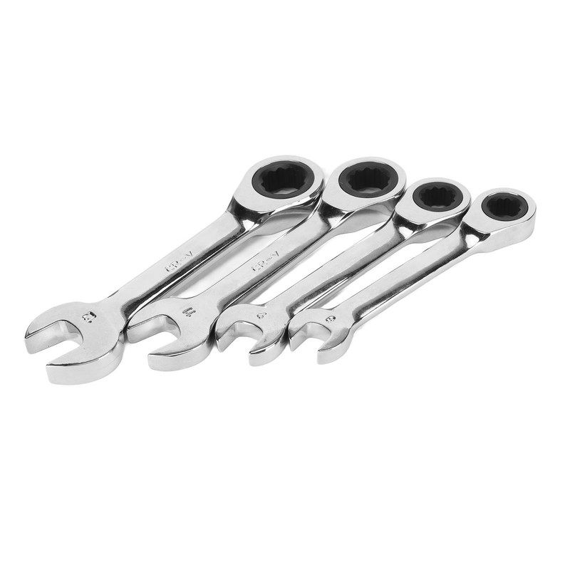 4pcs Short Ratcheting Wrench Set 72 Tooth 8mm 9mm 11mm