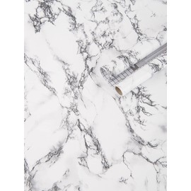 Art3d 15.8" x 120" (Pack of 1) Wall Panel Marble, Black/White