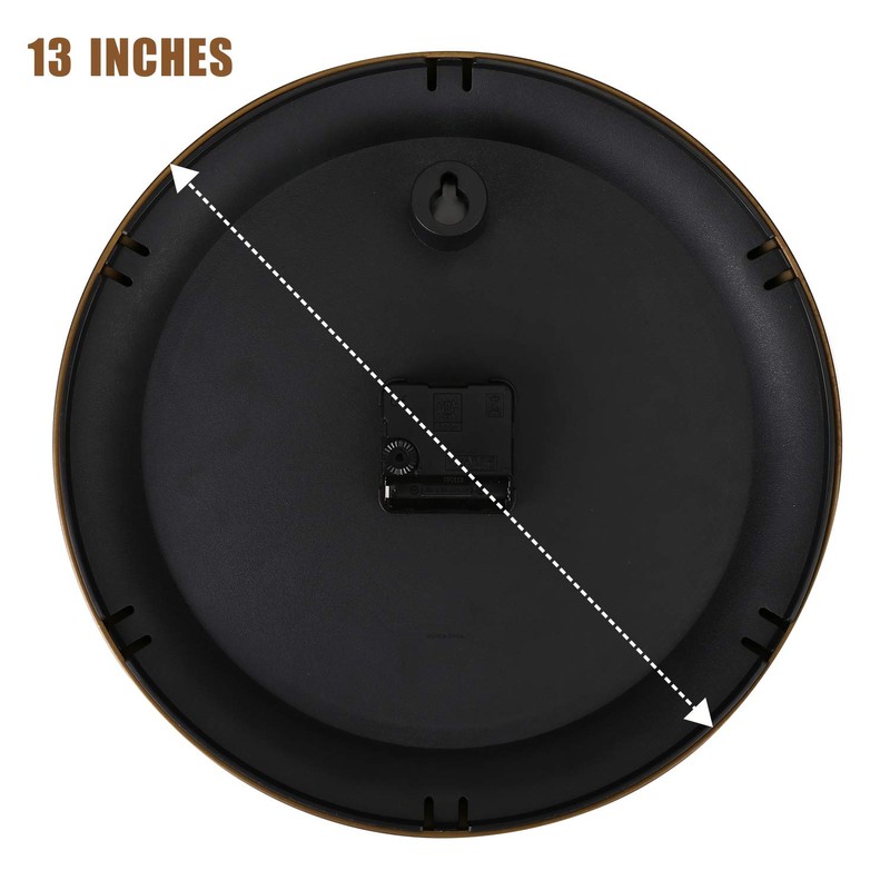 Plumeet Large Metal Wall Clock, 13'' Non Ticking Classic Retro