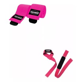 Techno Cintas Para Pesas / Straps + Vendas Para Rodillas Pack Gym