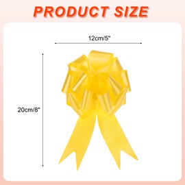 QUARKZMAN Pack of 15 Gift Bows with Gift Ribbons Large Pull Bow 12 cm Gift Bow Ribbon Decoration for Gift Wrapping Wedding Car Birthday Yellow