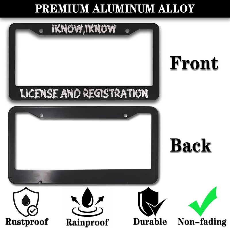 Front License Plate Bracket Black and White License Plate Frames