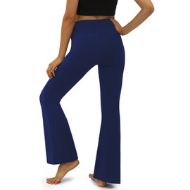 COPYLEAF Women's Flare Yoga Pants with Pockets-V Crossover High Waisted Bootcut Yoga Leggings-Flare Bell Bottom Workout Gym Leggings Navy