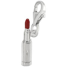 Sterling Silver Lipstick Charm with Lobster Claw Clasp, Charms for Bracelets and Necklaces