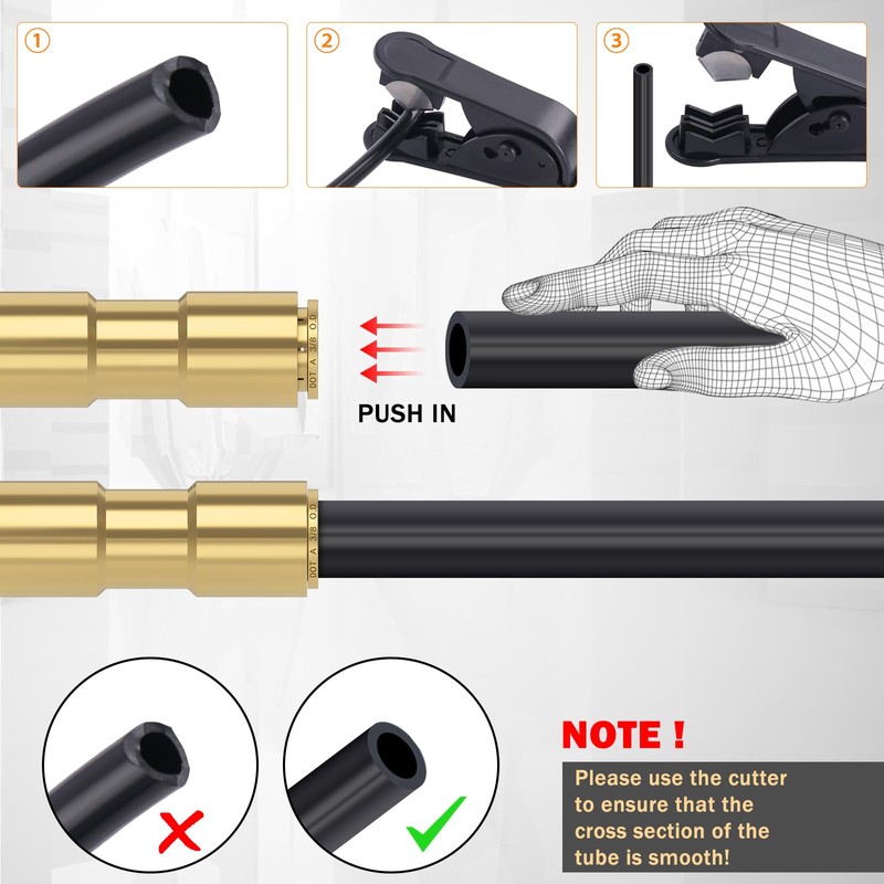 CheeMuii 6 PCS 3/8 Brass DOT Air Line Fitting Straight