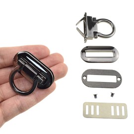 HAHIYO Flip Purse Closure Turn Locks Clip Clasps Latch Easy Install with Online Instructions Picture for Wallet Briefcase 1.65 Inch Length Metal Sturdy Gun Black 2 Sets with Washers