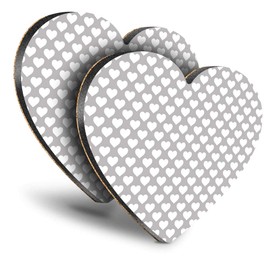 Destination Vinyl ltd Great Coasters (Set of 2) Heart - Grey White Love Heart Pattern Print Drink Glossy Coasters/Tabletop Protection for Any Table Type #45251