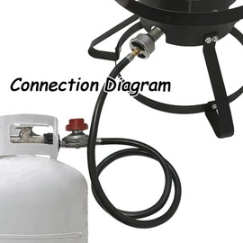 Uenede 5Ft Propane Hose with 0-20 PSI Adjustable Regulator, Brass 3/8" Flare x 1/8" NPT Male Propane Orifice Jets Nozzle, for Freestanding Casting Cooking Stove Grill Turkey Pot Cooker Fryer Parts