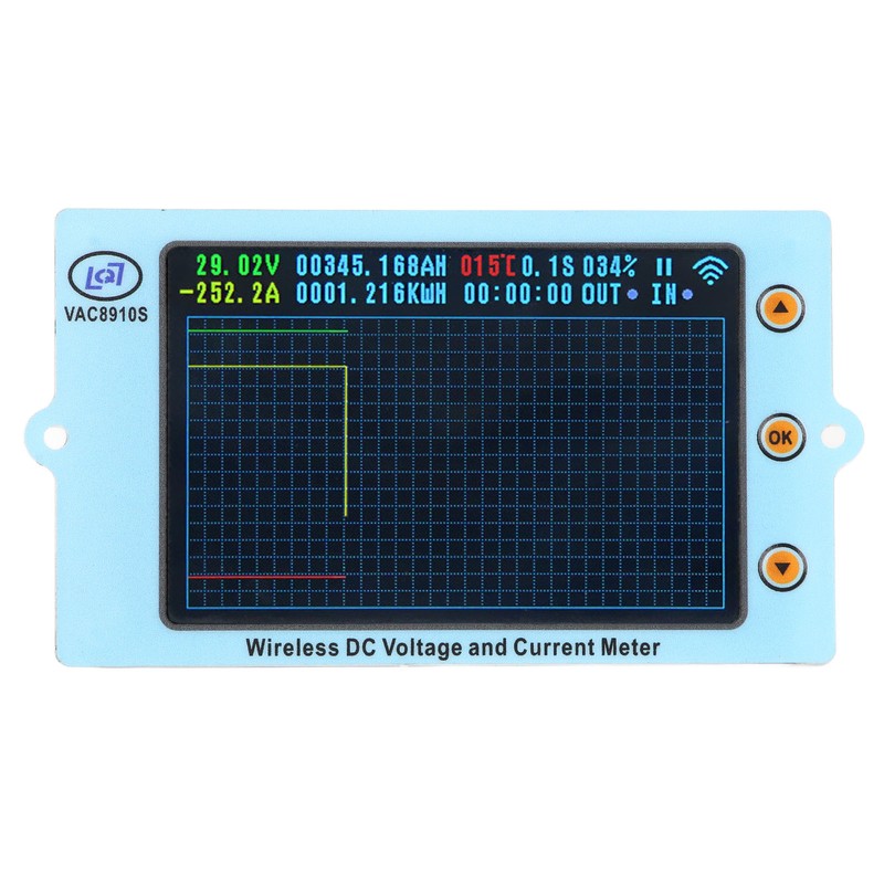 Wireless Voltmeter Coulometer Battery Monitor Temp Power Capacity Meter with
