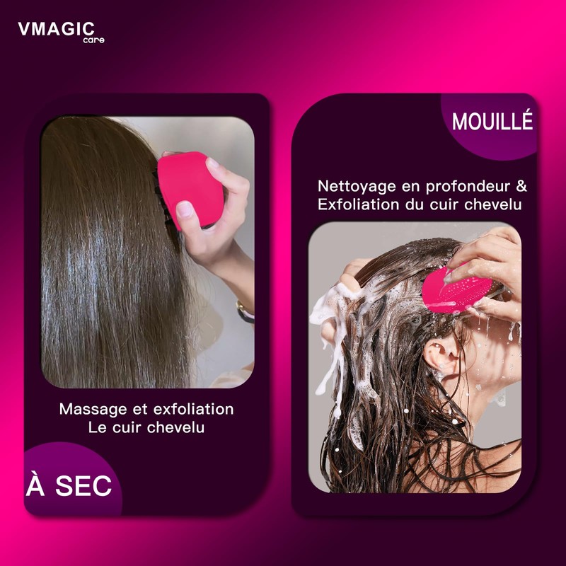 Massage Shampoo Bürste für Kopfhaut, mit weichen Silikonborsten, stimuliert das