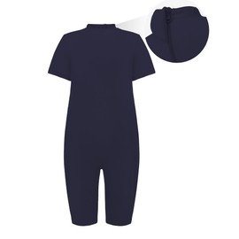 EEOST Adaptive Clothing for Kids Special Needs Autism Sensory Jumpsuit Anti-Strip Romper with Back Zipper Sizes 3-16 Years (Navy, 11-12 Years Old)