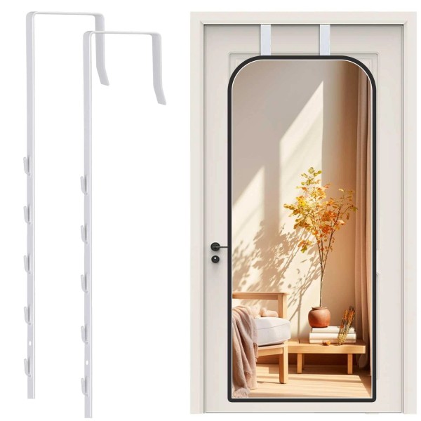 Fwunyvn Over-The-Door Mirror Hanger, Adjustable Door Mirrors Hanger Set with