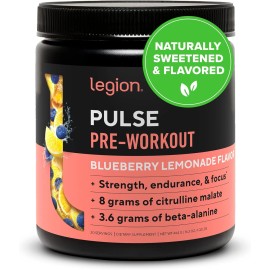 Legion Preworkout Drink, Blueberry Lemonade, Beta Alanine, Creatine Free 16.32oz