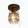Baiwaiz Crystal Cage Pull String Semi Flush Mount Light, 1-Light