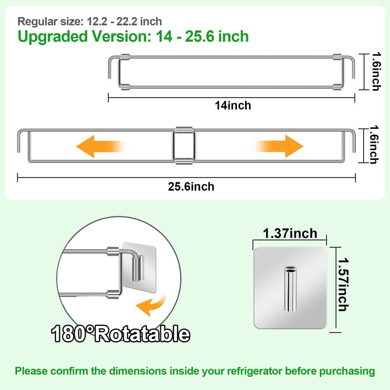 RV Refrigerator Tension Rods, 4 Pcs RV Fridge Bars Adjustable