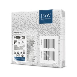 PAW 3-Ply Napkins, 33 x 33 cm, Pack of 20, Printed with Water-Based Inks, Table Decoration, Confetti Silver, Napkins Perfect for Weddings, Christenings, Communion, Birthdays