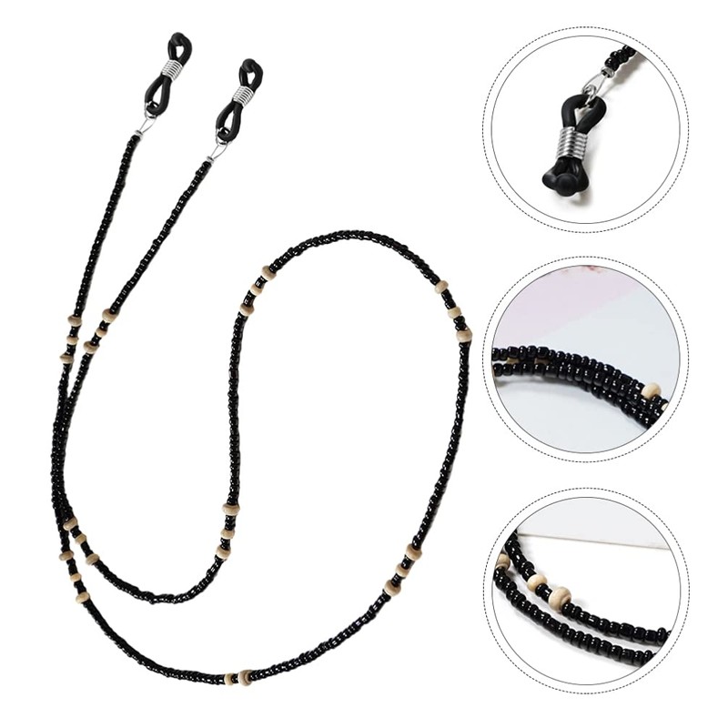 Beaupretty 2pcs Rustic Eyeglass Chain Wooden Bead Strap Retainer Strap