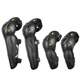 4pcs Motorcycle Knee Shin Guards Elbow Pads for Men Adjustable Knee Cap Pads Protector Crashproof Leg Armor Protection for Motocross Dirt Bike Racing Mountain Biking