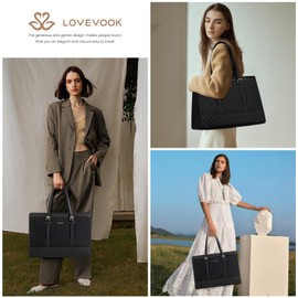 LOVEVOOK Laptop Bag for Women 15.6 inch Canvas Laptop Tote Bag, Large Capacity Work Bag with Clutch Purse, Computer Bag Office Business Briefcase, Casual Handbag for Travel College Teacher School