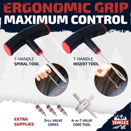 Tire Repair Kit for Plug and Patch - Vehiclex Essential Kit for Car, Motorcycle, ATV, Tractor, Lawn Mower