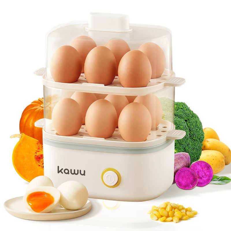 Kawu Egg Cooker, 12 Eggs Electric Egg Boiler with Anti-scalding