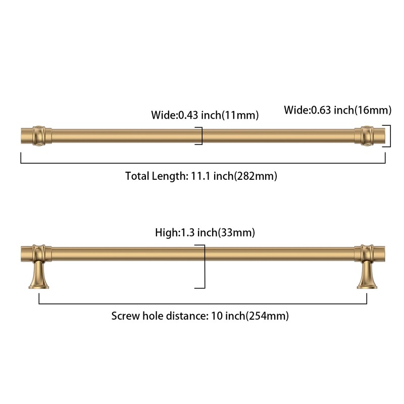 10 Pack 10 Inch(254mm) Champagne Bronze Cabinet Pulls Heavy-Duty Solid