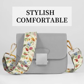 DZTLAO Wide Purse Strap Replacement Crossbody, Funny Shoulder Strap Adjustable, Cute Bag Strap for Women Guitar Purses Retro Flowers