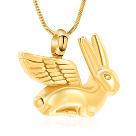 Bunny Rabbit Urn Pendant Necklace for Ashes Stainless Steel Cremation Ashes Jewelry for Pets Keepsake Memorial Ashes Lockets (Gold)