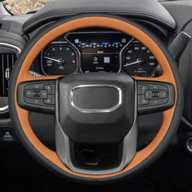 MEWANT DIY Stitching Car Steering Wheel Wrap Cover for GMC Sierra 1500 2019-2023 / Sierra 1500 Limited 2022 / Sierra 2500 2020-2024 / Sierra 3500 2020-2024 / Yukon (XL) 2021-2023 Accessories(3D Style)