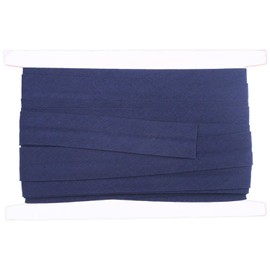 Wool Weft Bias Binding Made of Cotton, Factory Folded Cotton Tape, Webbing with Herringbone Stitch for DIY, Craft, Sewing, Knitting, Edging Tape, Plain Folded, 5 m x 20 mm, Easy to Sew, Dark Blue