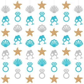 Xinnun Last Toast on the Coast Decorations Beach Bachelorette Hanging Banners Garland Coastal Theme Banner Cutouts Ribbon Streamers for Champagne Birthday Bridal Engagement Wedding Party Decor (Coast)