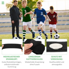 2 Pairs of Football Shin Pad Holders with Adjustable Closure for Wearing Over Socks Teenagers Children Adults Men (Black)